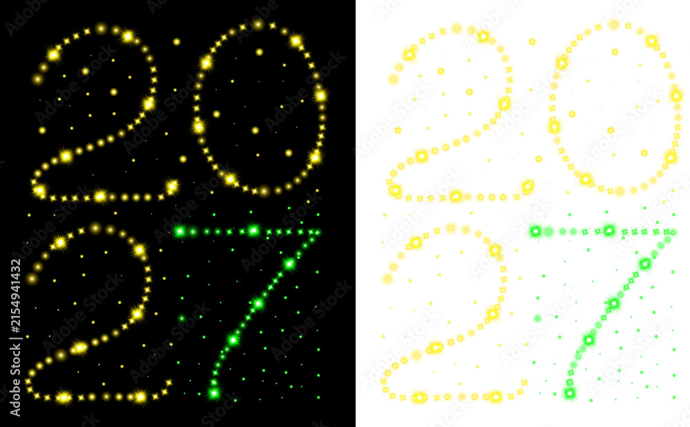 Fototapeta premium Happy new year 2027 glowing star typography vector illustration isolated on transparent background