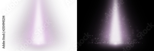 Fotografie Illuminated stage lighting effect with sparkling dust particles appears on trans