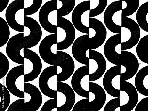 High Contrast Black and White Abstract Retro Geometric S-Curve Wave Pattern Background