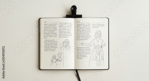 Creative Journal Entries With Artistic Line Drawings Depicting People