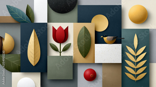 An exquisite and picturesque depiction of premium modern artwork featuring soft sculptural shapes, floating panels and clean geometric balance, elegant marketing background, no branding