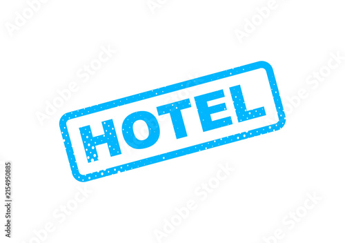 Blue hotel stamp or badge with white text illustration