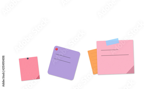 Colorful sticky notes with pins on a flat surface