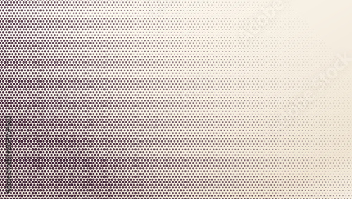 Light cream halftone dot background with plum ink dots fading from the lower left and copy space in the top right corner
