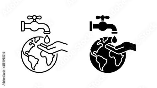 Water Conservation and Environmental Protection Vector Icons