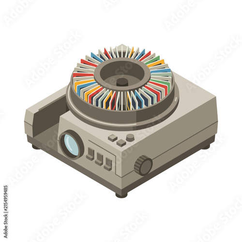 Vintage Slide Projector with Rotating Carousel Tray for Retro Photography Display and Educational Visual Presentation Equipment