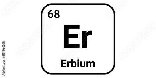 Quadro su tela Erbium element symbol from the periodic table, simple black square with atomic number and name for scientific designs