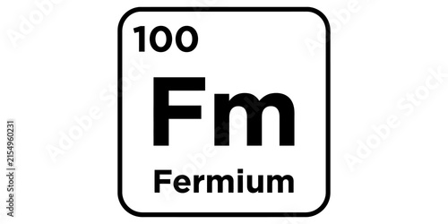 Foto Fermium element symbol Fm 100 from periodic table for science and chemistry