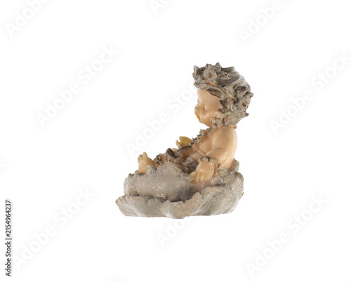 Baby angel figurine isolated on white background