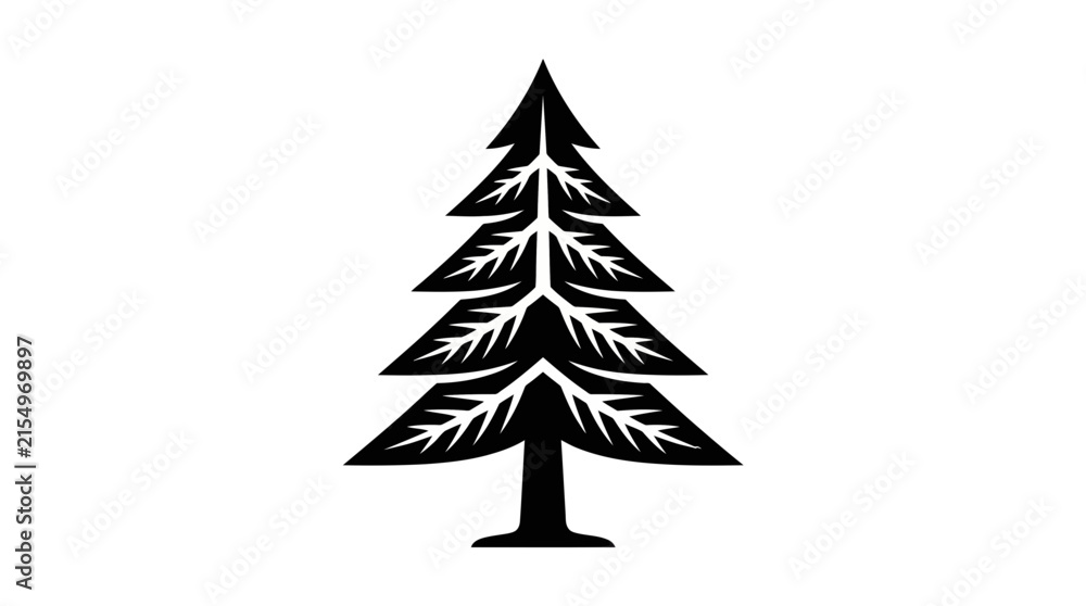 Obraz premium Stylized Coniferous Tree Silhouette Vector Icon