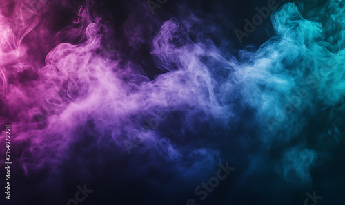 A mesmerizing gradient of pink, purple, and blue smoke swirling majestically against a dark background, creating a mysterious and dramatic atmosphere