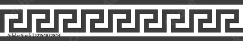 Greek key pattern with Roman architecture border frame. Ornate geometric meander decoration in seamless traditional Mediterranean frieze stripe style.