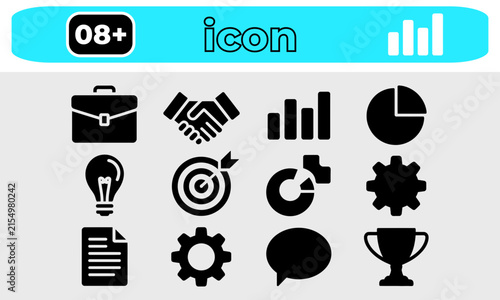 Business and Finance Silhouette Icon Collection Vector Set