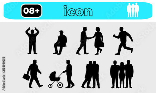 People Activity Silhouette Icon Collection Vector Set for Lifestyle and Social Concepts