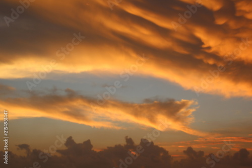Photography Dark clouds reflect the light of the sunset
