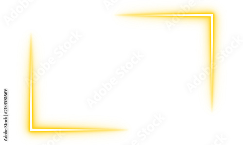 Glowing yellow corner frame on transparent background
