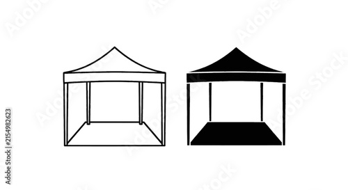 Vector illustration of set of two popup canopy tent icons on a transparent background