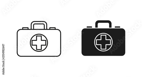 Vector illustration of first aid kit icon set, medical bag symbol, vector illustration on a transparent background