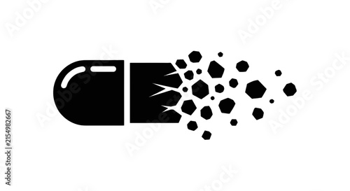 Vector illustration of pill capsule disintegrating icon on a transparent background