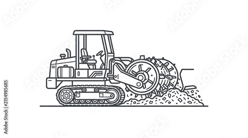 Minimalist outline icon representing industrial compost turner machine for organic waste management