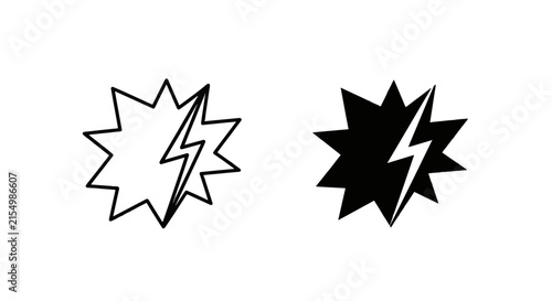 Vector illustration of explosion speech bubble with lightning bolt icon set on a transparent background