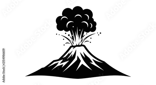 Vector illustration of volcano eruption icon on a transparent background