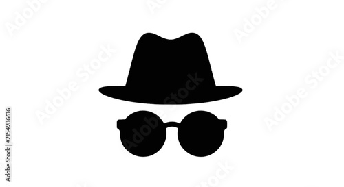 Vector illustration of detective hat and glasses icon on a transparent background