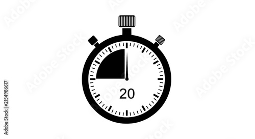 Vector illustration of stopwatch icon with 20 seconds mark on a transparent background