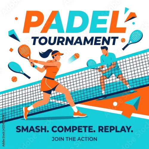 Exciting Padel Tournament Graphics For Sporting Events Promotion
