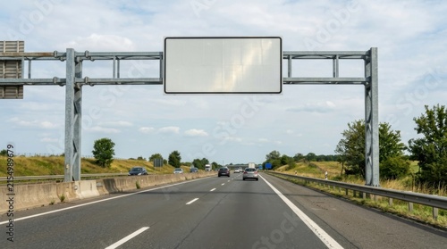 Empty Highway Overhead Sign For Custom Text Content For Travel Information
