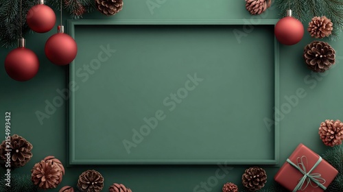 Elegant christmas border with decorations and festive elements