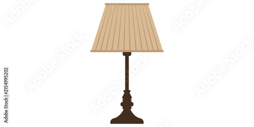 Canvas Print Simple desk lamp with pleated lampshade and dark base on transparent background, indoor lighting object
