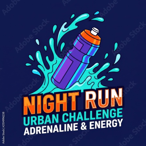 Dynamic Night Run Urban Challenge With Hydration Motivation
