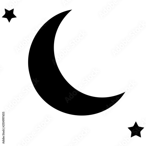 Crescent moon and star silhouette icons for islamic holidays or celestial themed designs.