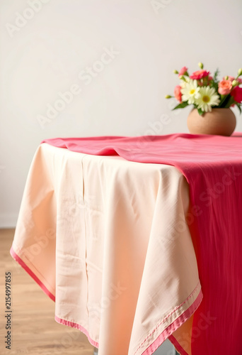 Empty table with peach and ...