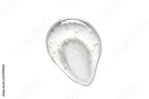 Clear viscous liquid drop of cosmetic gel as isolated on transparent background