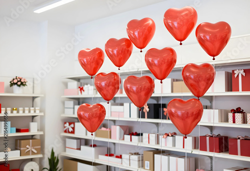 Red heart shaped balloons f...