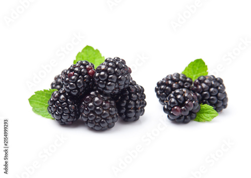Sweet wild blackberry with mint leaves