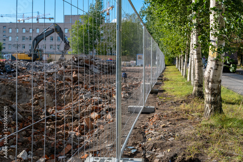 Temporary Construction Fence at Urban Demolition Site