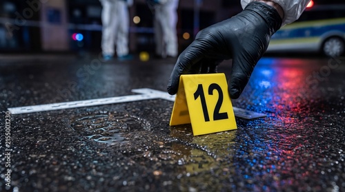 Forensic investigator documenting evidence at a traffic accident crime scene