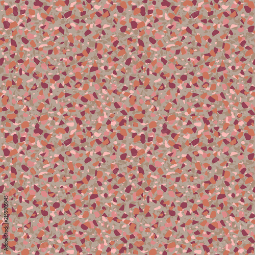 Canvastavla Taupe terrazzo pattern with pink coral and burgundy stones