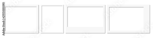 Minimal photo frame and polaroid mockup collection with clean rectangular borders, isolated on white background, modern wall display template for photography, gallery and design.