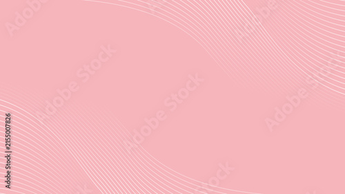 Pink feminine wavy background. White symmetric fading waves. Editable stroke