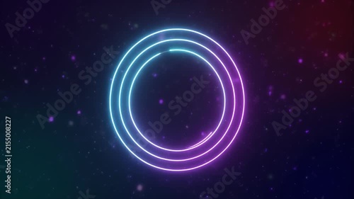 Neon Blue and Pink Concentric Circles in a Starry Nebula Background light ring