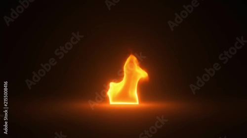 Single bright orange flame flickering in a dark, empty space with a subtle orange glow on the surface below