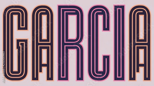 Text Art Title GARCIA in Bold Purple and Pink Outline Style