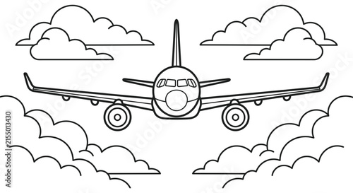Airplane surrounded by clouds is depicted as a black silhouette