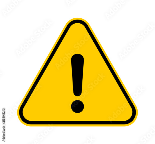 Obraz na plátne Warning sign icon with exclamation mark symbol in yellow triangle