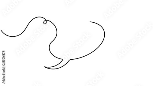 Animated bookmark inside a speech bubble icon sign continuous one line drawing moving on white background minimalist single art social media story and clip save symbol animation