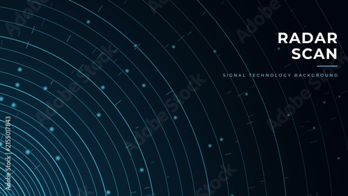 Dark radar rings background with concentric cyan scan circles and clear upper right copy space